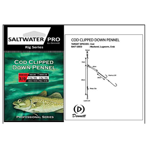 Dennett Saltwater Pro Series Cod Clipped Down Pennel Rig